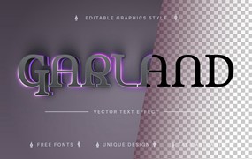 黑色发光矢量文字效果字体样式 Garland – Editable Text Effect, Font Style