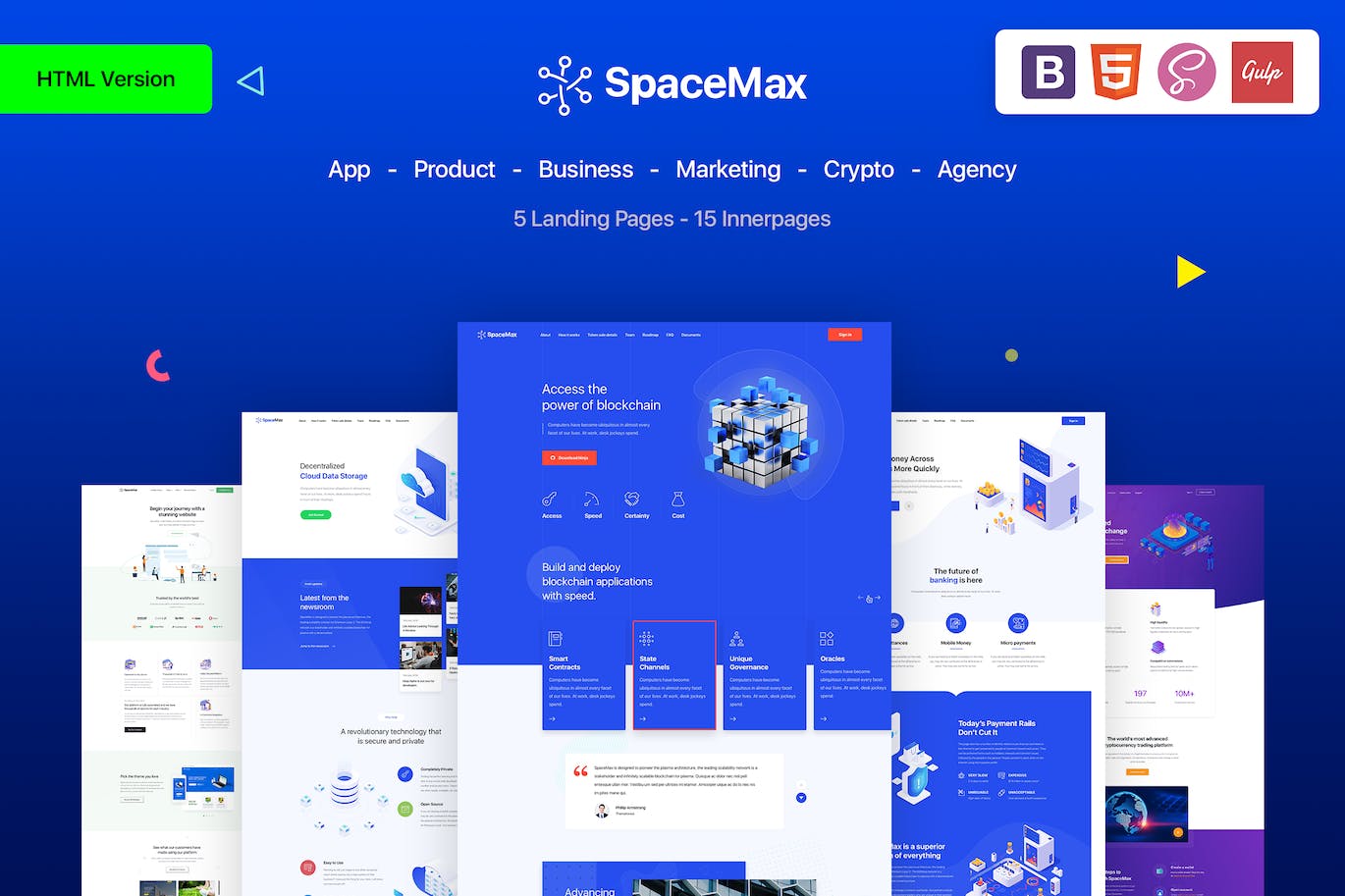 多用途网站着陆页HTML模板 SpaceMax – Multipurpose HTML Template APP UI 第1张