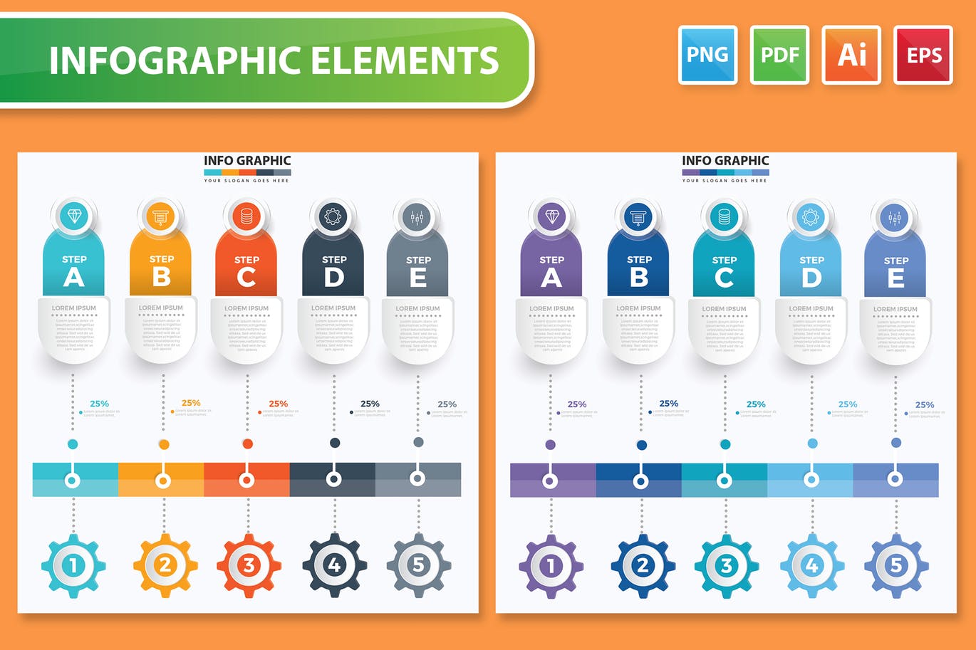 流程步骤信息图表元素设计素材 Infographic Design APP UI 第1张