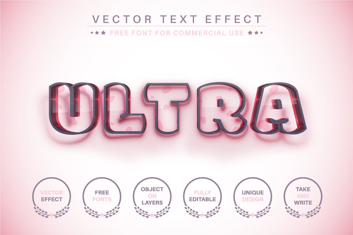 心形轮廓矢量文字效果字体样式 Heart Outline – Editable Text Effect, Font Style 插件预设 第4张