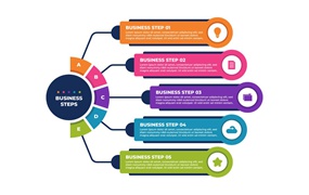 现代商业步骤流程信息图表设计模板 Modern Business Infographic with Colorful Design