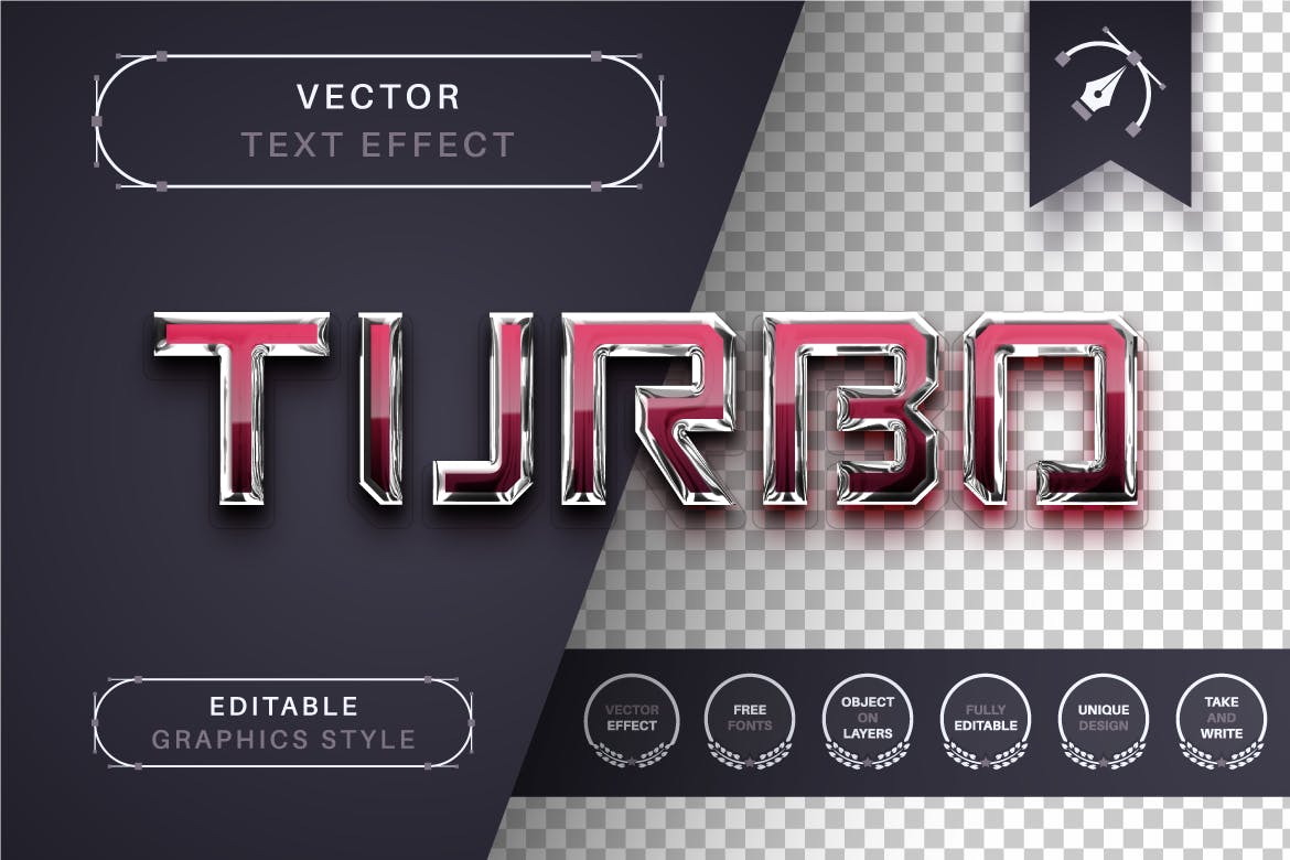 水晶不锈钢矢量文字效果字体样式 Reflect Steel – Editable Text Effect, Font Style 插件预设 第3张