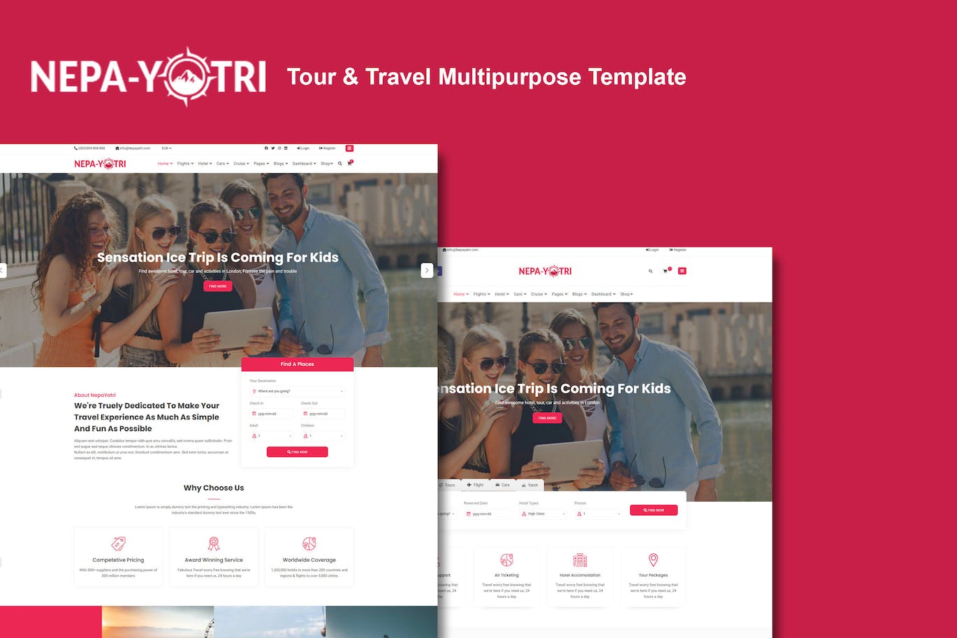 旅游预订网站模板 Nepayatri – Tour & Travel Multipurpose Template APP UI 第1张