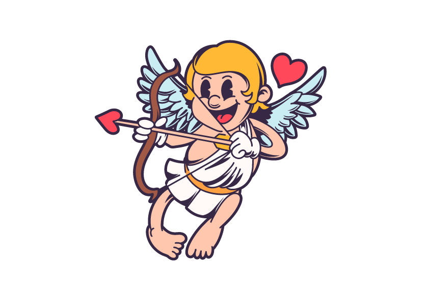 丘比特复古卡通插画集 Cupid Retro Cartoon Illustration Set 图片素材 第5张