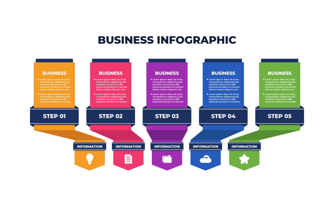 丰富多彩商业信息图表扁平设计模板 Colorful Business Infographic Flat Design 幻灯图表 第1张