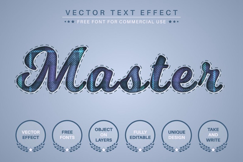 牛仔裤格纹矢量文字效果字体样式 Jeans Tartan – Editable Text Effect, Font Style 插件预设 第5张