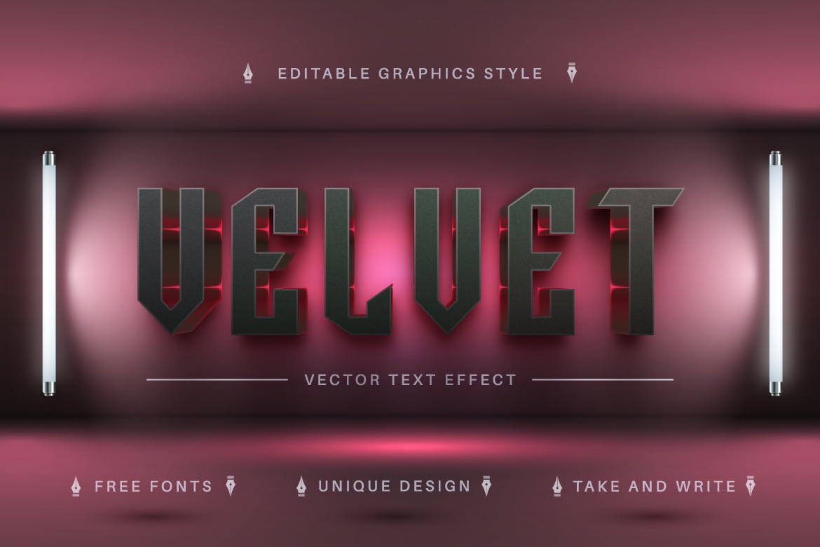 粉光金属感矢量文字效果字体样式 Pink Lovely – Editable Text Effect, Font Style 插件预设 第2张