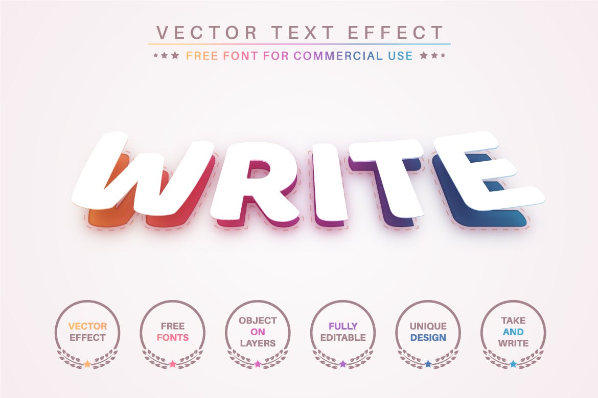 彩虹色矢量文字效果字体样式 Rainbow Color – Editable Text Effect, Font Style 插件预设 第4张
