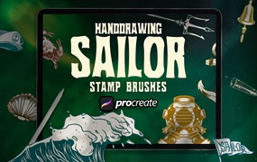 水手元素Procreate印章绘画笔刷素材 Dansdesign Sailor Element Brush Stamp Procreate