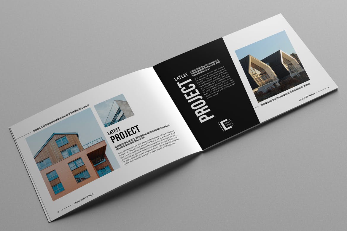建筑作品画册排版设计模板 Architecture Portfolio – Landscape 幻灯图表 第2张