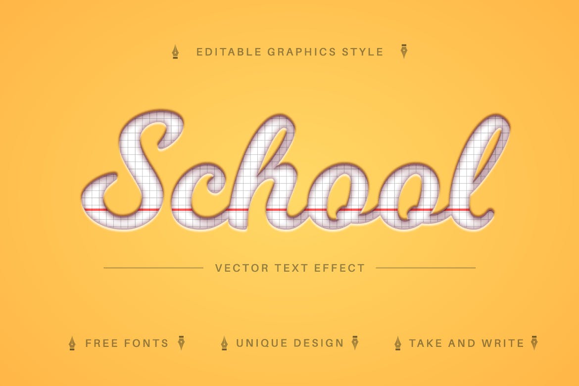 白纸网格矢量文字效果字体样式 School Paper – Editable Text Effect, Font Style 插件预设 第4张