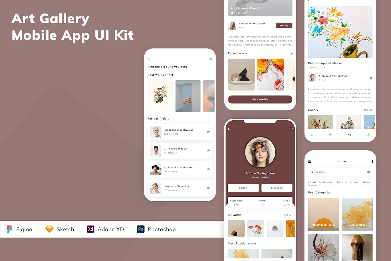 艺术画廊应用程序App设计UI工具包 Art Gallery Mobile App UI Kit APP UI 第1张