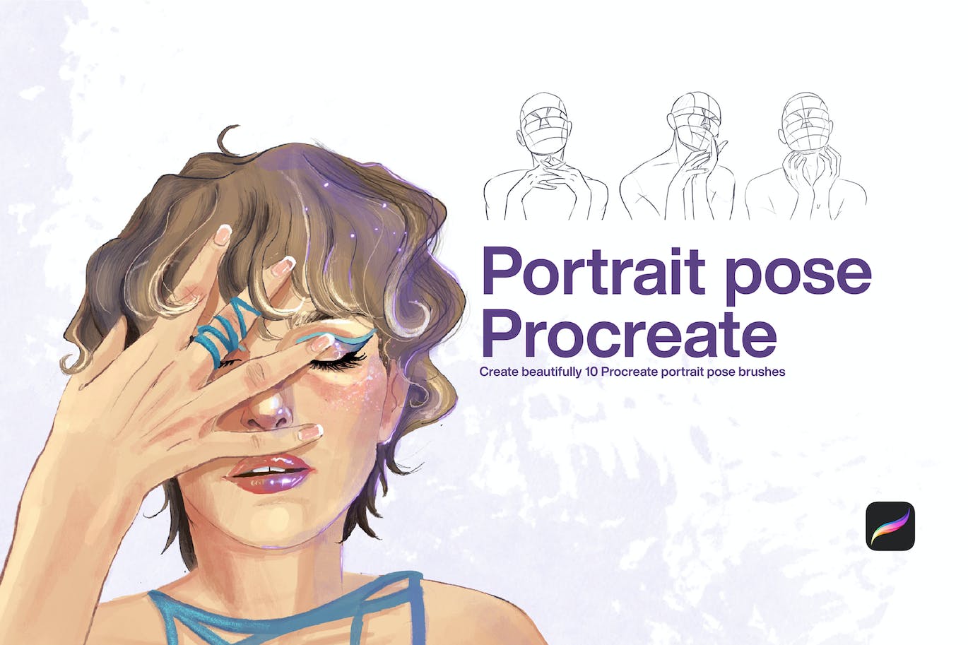 10个人像肖像印章Procreate笔刷 10 Portrait Pose Stamps Procreate 笔刷资源 第1张