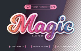 魔法渐变矢量文字效果字体样式 Magic Unicorn – Editable Text Effect, Font Style