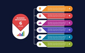 商业信息图与六个选项图表设计模板 Business Infographic with Six Options Design