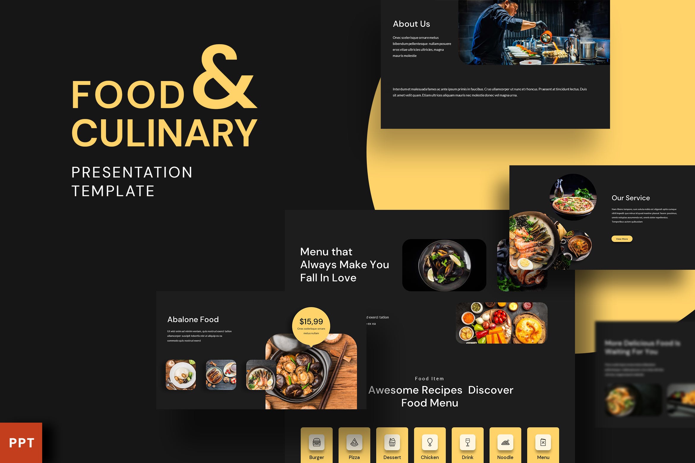 食物和烹饪演示Powerpoint模板 Resto – Food and Culinary Presentation PowerPoint 幻灯图表 第1张