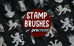 复古饰章纹章Procreate印章绘画笔刷素材 Crest Element Heraldic Brush Stamp Procreate