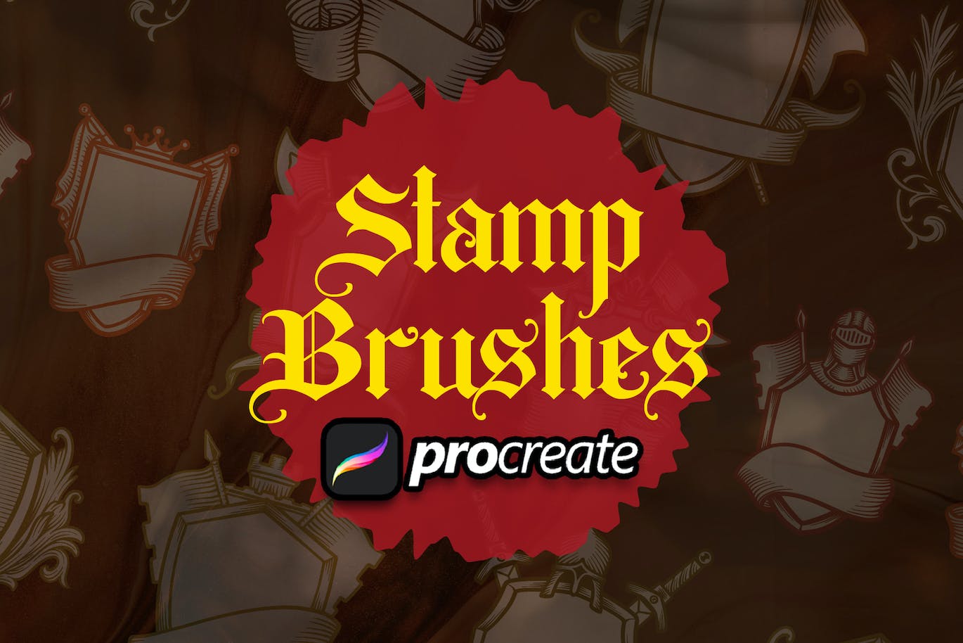 盾牌Procreate印章绘画笔刷素材 Heraldic Shield Stamp Brush Procreate 笔刷资源 第1张