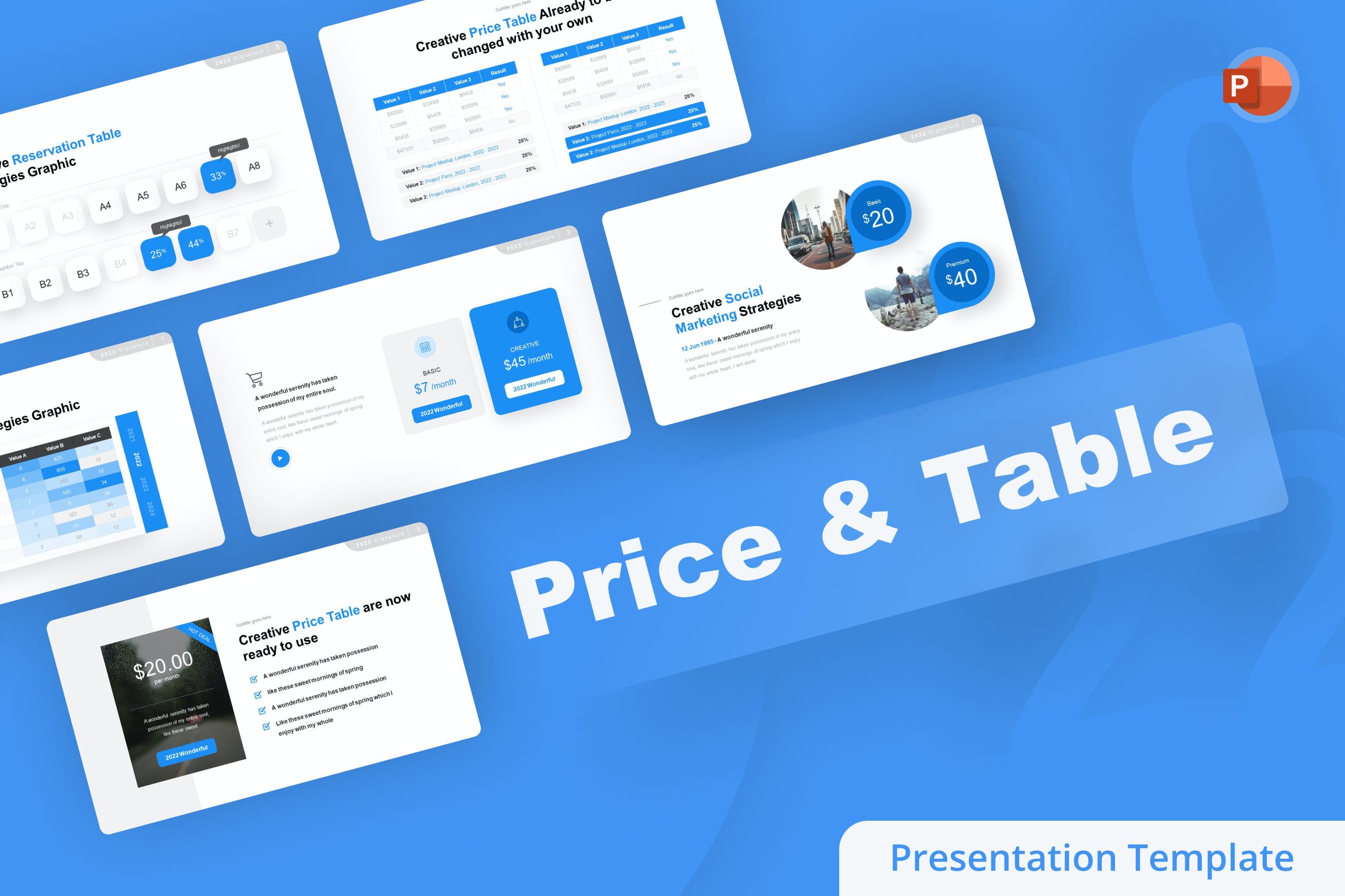 套餐价格表单PowerPoint演示模板 Price & Table PowerPoint Template 幻灯图表 第1张