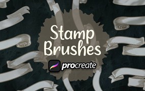 丝带Procreate印章绘画笔刷素材 Dansdesign Ribbon Brush Stamp Procreate
