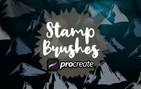 冒险山峰Procreate印章绘画笔刷素材 Adventure Mountain Stamp Brush Procreate