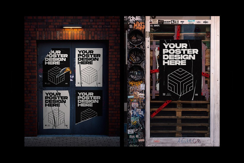 Flyerwrk 潮流4K城市竖屏海报墙模型PSD海报样机模板 Urban Poster Wall Mockups 样机素材 第6张