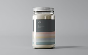 透明玻璃罐标签样机 Glass Jar with Label Mockup