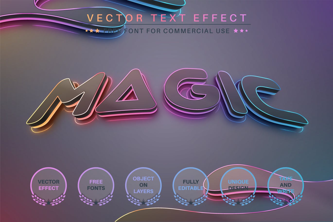 魔法发光矢量文字效果字体样式 Magic Glow – Editable Text Effect, Font Style 插件预设 第1张