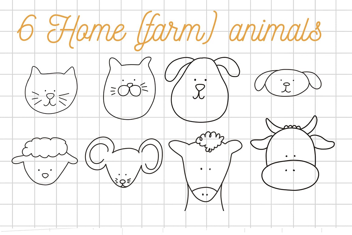 可爱的动物形状Procreate笔刷 Cute animals Procreate stamps 笔刷资源 第5张