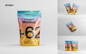 宠物零食包装自立袋样机图 Doypack Mockup