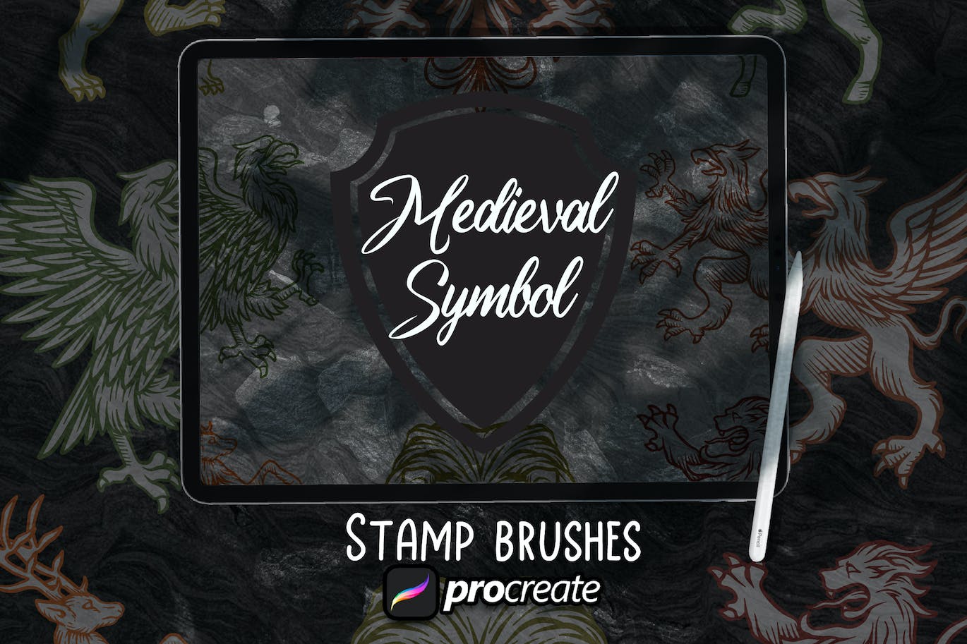 中世纪符号纹章Procreate印章绘画笔刷素材 Medieval Symbol Heraldic Brush Stamp Procreate 笔刷资源 第1张