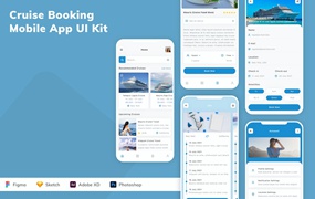 邮轮预订应用程序App设计UI工具包 Cruise Booking Mobile App UI Kit