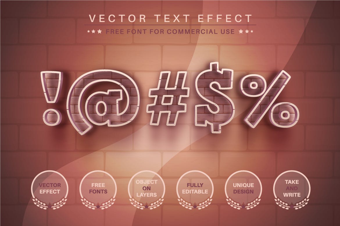 砖石纹理矢量文字效果字体样式 Brick Stone – Editable Text Effect, Font Style 插件预设 第6张