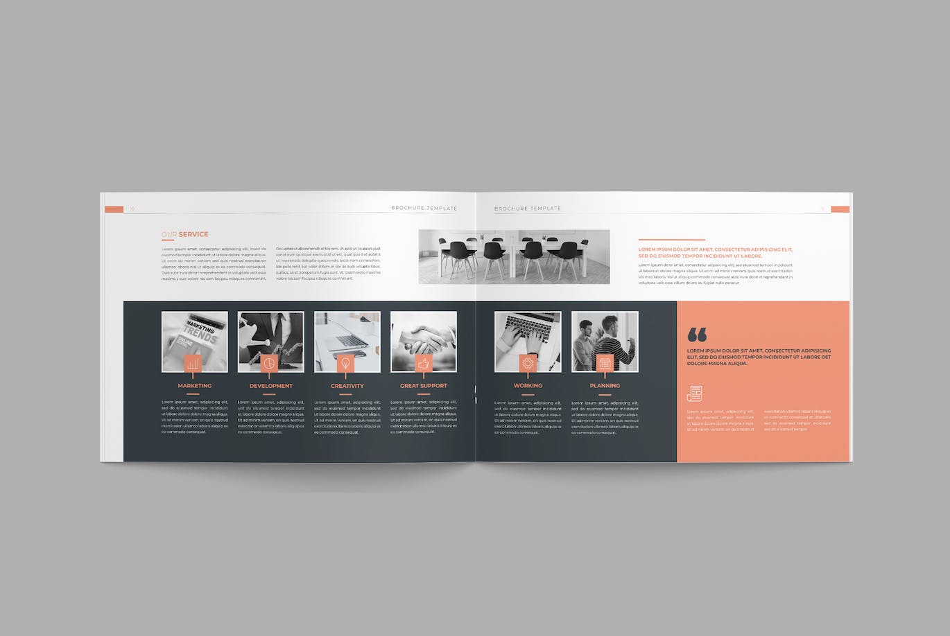 公司简介横版杂志版式设计模板 Company Profile Landscape Brochure 幻灯图表 第3张