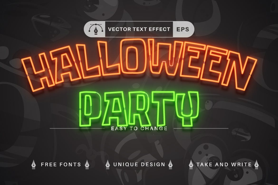 10个万圣节主题矢量文本效果字体样式 Set 10 Halloween Text Effects, Font Styles 插件预设 第6张