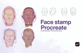 10个面部印章Procreate笔刷 10 Face Stamps Procreate
