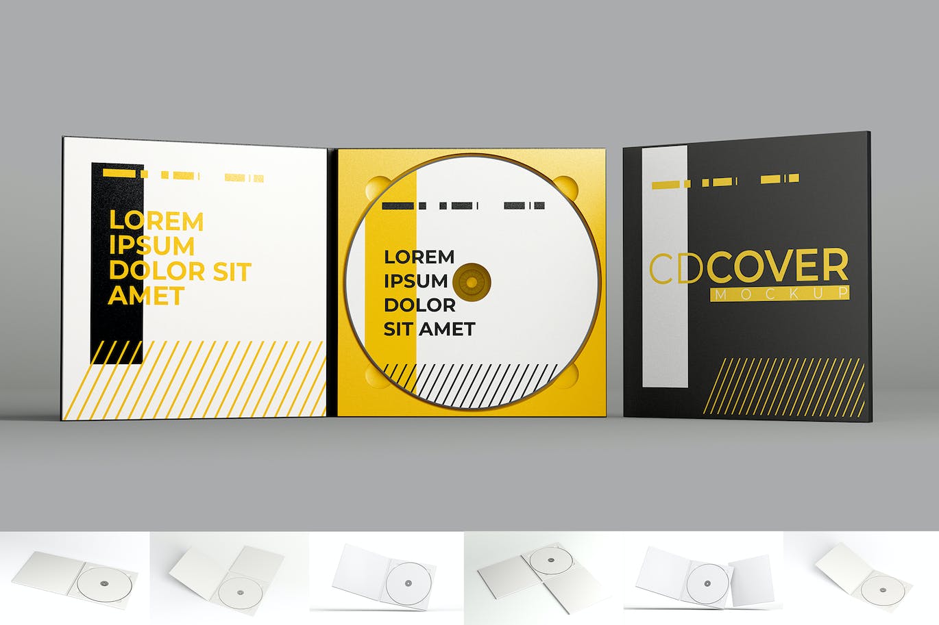 音乐CD封面设计样机图集 CD Cover Mockup Set 样机素材 第1张