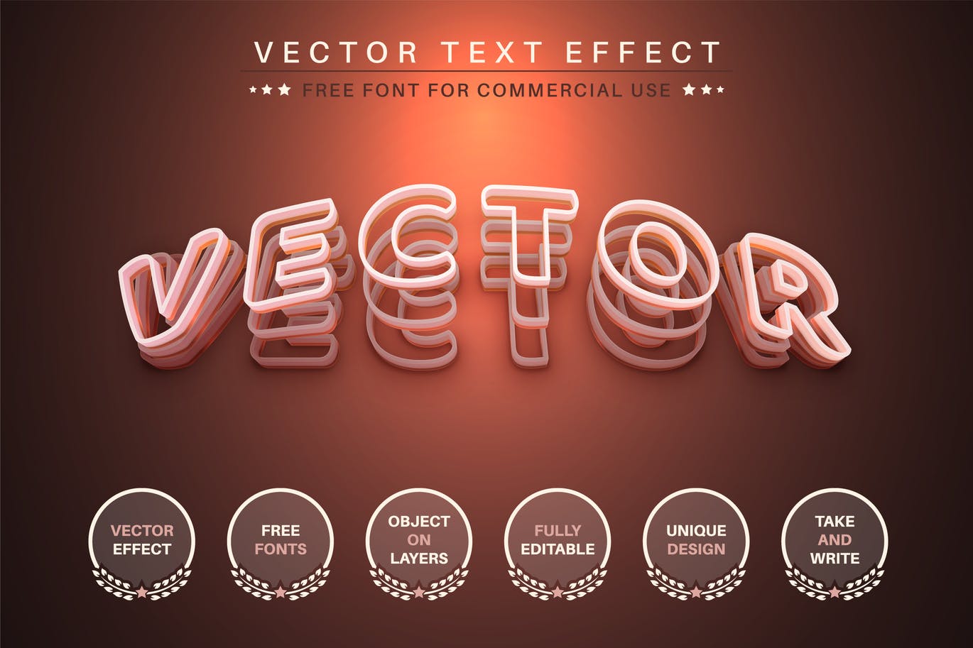 分层矢量文字效果字体样式 Vector Layers – Editable Text Effect, Font Style 插件预设 第1张