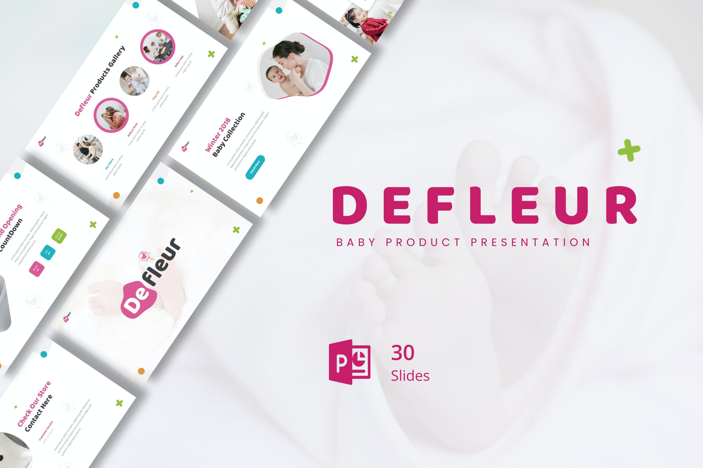婴儿产品演示文稿PPT模板 Defleur – Baby Product Presentation PowerPoint 幻灯图表 第1张