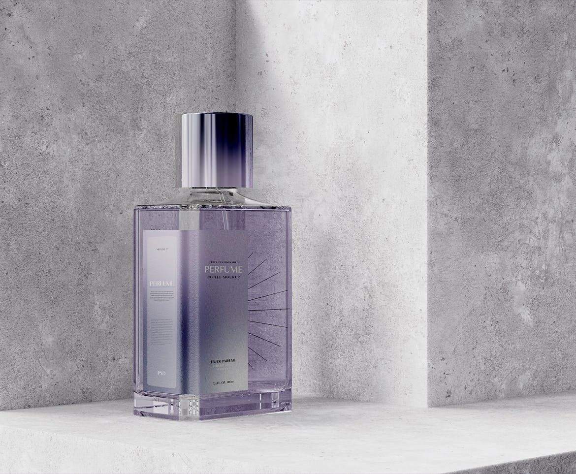 透明玻璃瓶香水品牌包装设计样机图 Perfume Bottle Mockup 样机素材 第3张