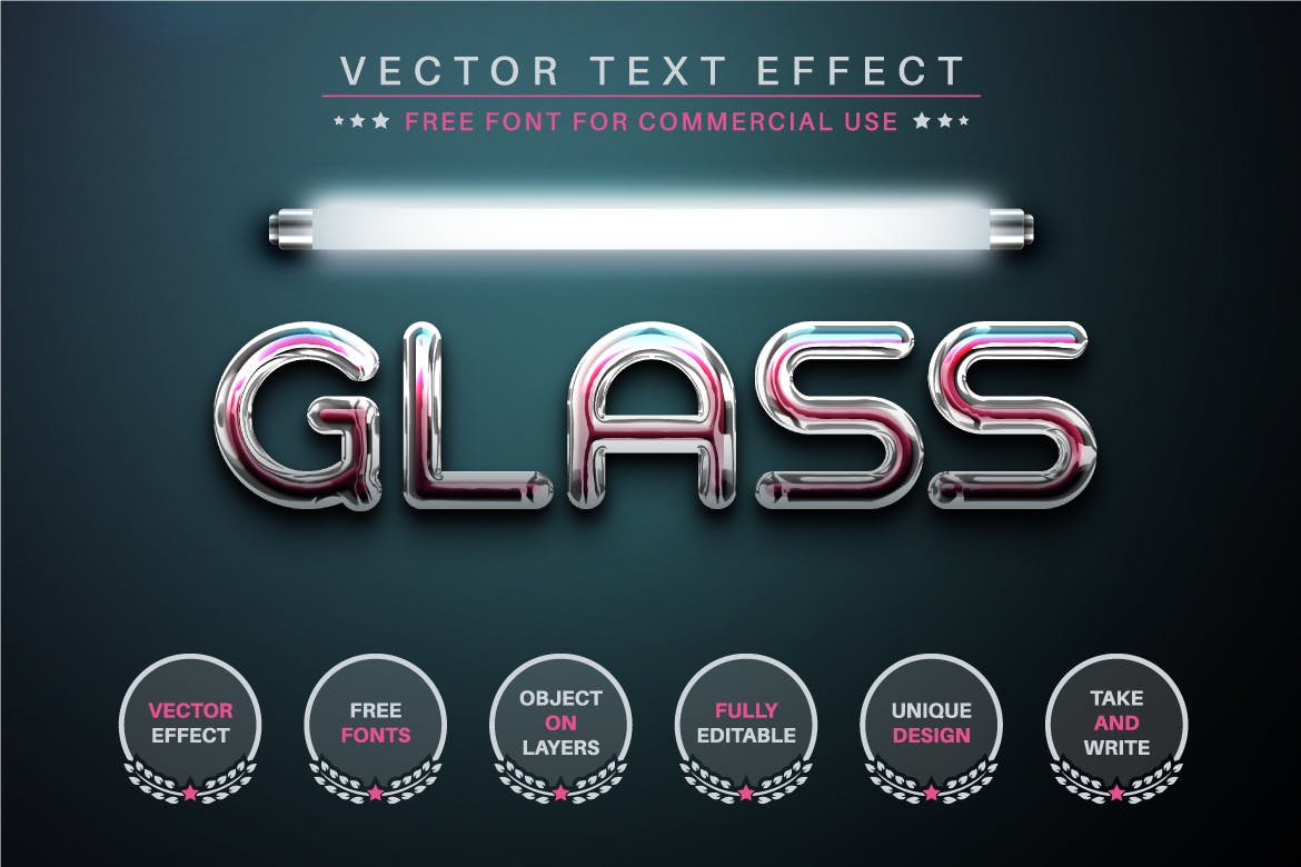 水晶灯管矢量文字效果字体样式 Super Light – Editable Text Effect, Font Style 插件预设 第2张