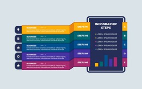 扁平化信息图表步骤设计模板 Flat Infographic Steps Business Design