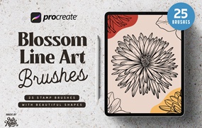 Procreate花朵线条艺术笔刷 Procreate Blossom Line Art Brushes