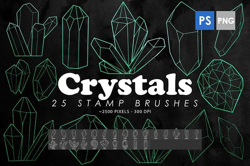 25个水晶宝石线描画PS笔刷 笔刷资源 第1张