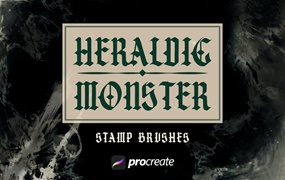 怪物动物Procreate印章绘画笔刷素材 Heraldic Monster Stamp Brush Procreate