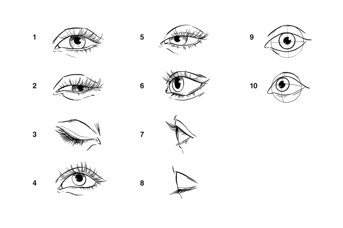10个眼睛印章Procreate笔刷 10 Eyes Stamps Procreate 笔刷资源 第2张