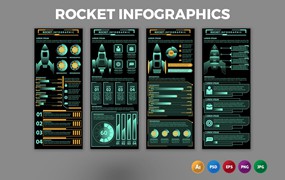 火箭科技数据信息图表设计模板 Rocket – Infographics Design