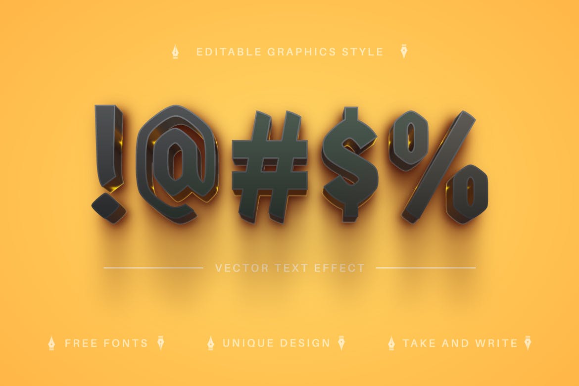 黑金矢量文字效果字体样式 Yellow Banana – Editable Text Effect, Font Style 插件预设 第6张