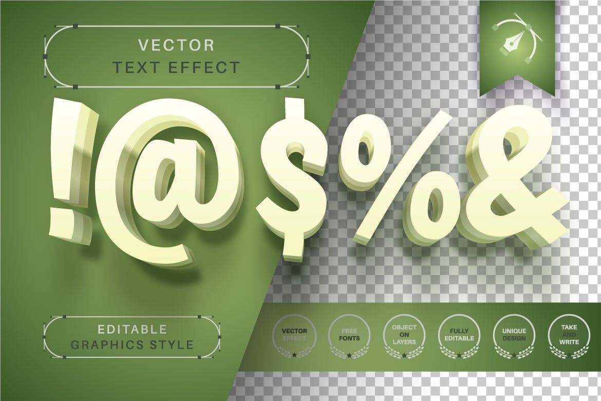 绿色分层矢量文字效果字体样式 Green Garden – Editable Text Effect, Font Style 插件预设 第3张