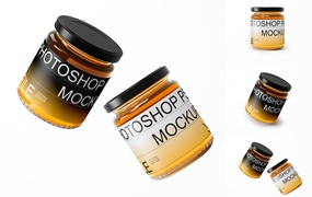 蜂蜜玻璃罐包装设计样机集 Honey Jar Mockup Set
